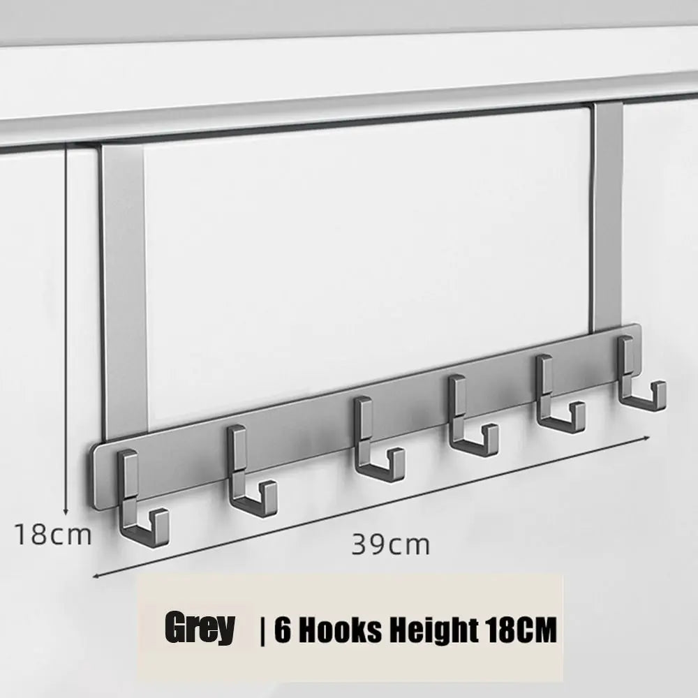 No punching solid thickening space management 18cm door hooks installed on a wooden door without visible hardware.
