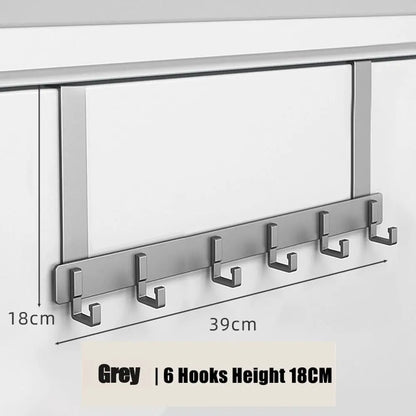 No punching solid thickening space management 18cm door hooks installed on a wooden door without visible hardware.