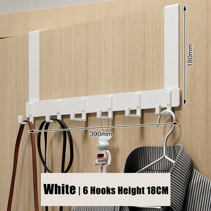 No punching solid thickening space management 18cm door hooks installed on a wooden door without visible hardware.